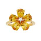David Tutera 14k Gold Over Silver Simulated Citrine & Cubic Zirconia Flower Ring, Women's, Size: 7, Yellow