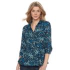 Women's Dana Buchman Pleated Peplum Shirt, Size: Medium, Brt Blue
