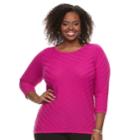 Plus Size Dana Buchman Diagonal Striped Sweater, Women's, Size: 1xl, Med Pink