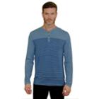 Men's Mountain And Isles Striped Colorblock Heathered Melange Stretch Henley, Size: Medium, Med Blue
