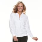 Petite Napa Valley Open-lace Bomber Jacket, Women's, Size: L Petite, White