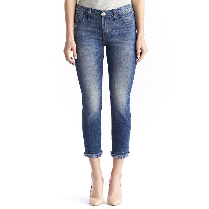 Women's Rock & Republic&reg; Kashmiere Frayed Crop Skinny Jeans, Size: 16, Med Blue