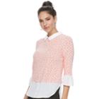 Women's Elle&trade; Printed Mock-layer Top, Size: Xxl, Light Pink