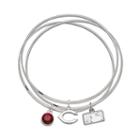 Logoart Cincinnati Reds Silver Tone Crystal Charm Bangle Bracelet Set, Women's, Red
