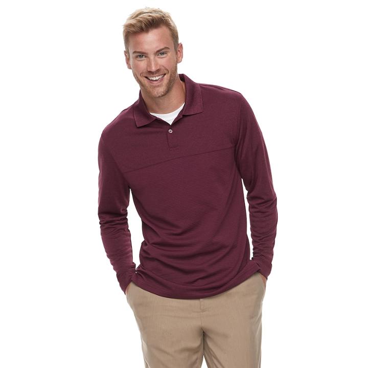 Men's Haggar&reg; Cool 18&reg; Pro Classic-fit Performance Polo, Size: Small, Dark Red