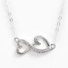 Love Is Forever Sterling Silver 1/10-ct. T.w. Diamond Double Heart Necklace, Women's, White