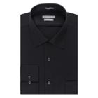 Men's Van Heusen Fitted Athletic Solid Lux Sateen No Iron Spread Collar Dress Shirt, Size: 16-32/33, Black