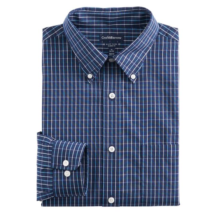 Men's&reg; Croft & Barrow Regular-fit Wrinkle-resistant Easy Care Dress Shirt, Size: 17.5-34/35, Blue