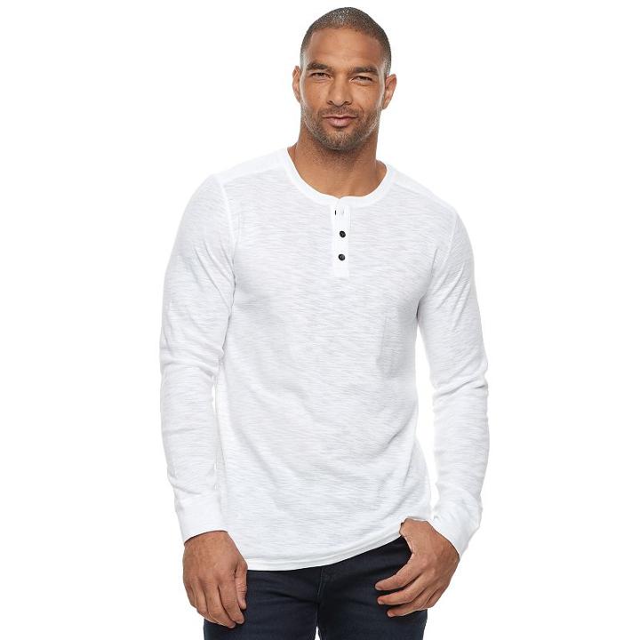 Big & Tall Apt. 9&reg; Premier Flex Slubbed Henley, Men's, Size: L Tall, White