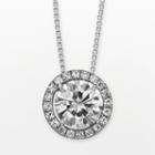 Forever Brilliant 14k White Gold Round-cut 1 2/3-ct. T.w. Lab-created Moissanite Halo Pendant, Women's, Size: 18