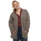 Plus Size Sonoma Goods For Life&trade; Ribbed Cardigan, Women's, Size: 3xl, Med Brown