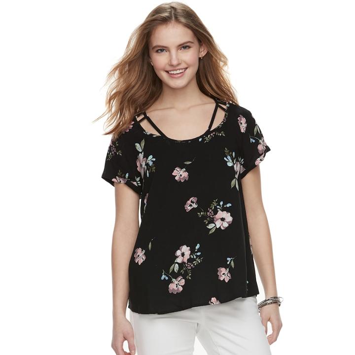 Juniors' So&reg; Cold-clavicle Tee, Teens, Size: Xs, Black