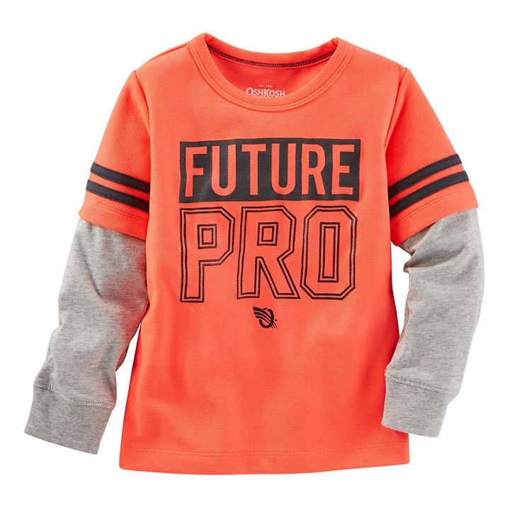 Boys 4-8 Oshkosh B'gosh&reg; Future Pro Mock-layered Long Sleeve Neon Active Tee, Boy's, Size: 4, Orange