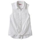 Girls 7-16 So&reg; Button-down Patterned Tie-front Top, Girl's, Size: 12, Natural