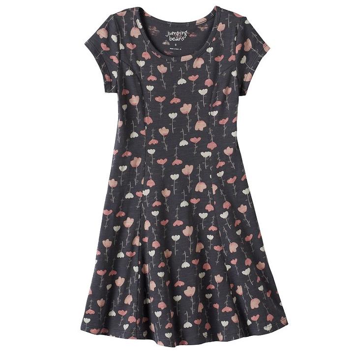 Girls 4-10 Jumping Beans&reg; Princess Seam Heart Floral Skater Dress, Girl's, Size: 6, Grey