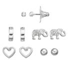 Apt. 9&reg; Elephant & Heart Nickel Free Stud Earring Set, Women's, Silver