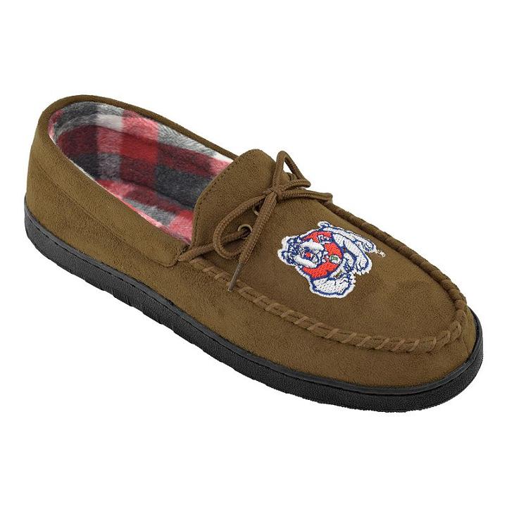 Men's Fresno State Bulldogs Microsuede Moccasins, Size: 8, Brown