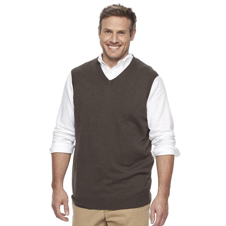 Big & Tall Croft & Barrow&reg; Classic-fit Easy-care Sweater Vest, Men's, Size: 3xl Tall, Dark Brown