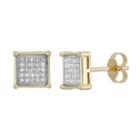 1/6 Carat T.w. Diamond 10k Gold Square Stud Earrings, Women's, White