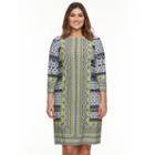 Plus Size Suite 7 Geometric Shift Dress, Women's, Size: 16 W, Green Oth