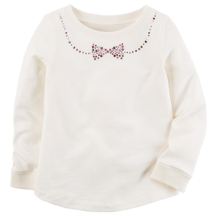 Girls 4-8 Carter's Bow Long-sleeved Top, Size: 6, White