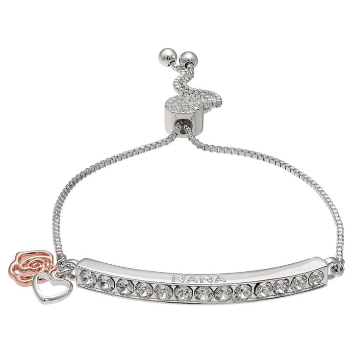 Brilliance Adjustable Nana Bracelet With Swarovski Crystals, Women's, Size: 8, White