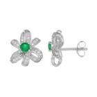 Sophie Miller Sterling Silver Simulated Emerald & Cubic Zirconia Bow Stud Earrings, Women's, Green