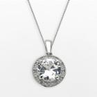 Sterling Silver White Topaz And Lab-created White Sapphire Frame Pendant, Women's, Size: 18