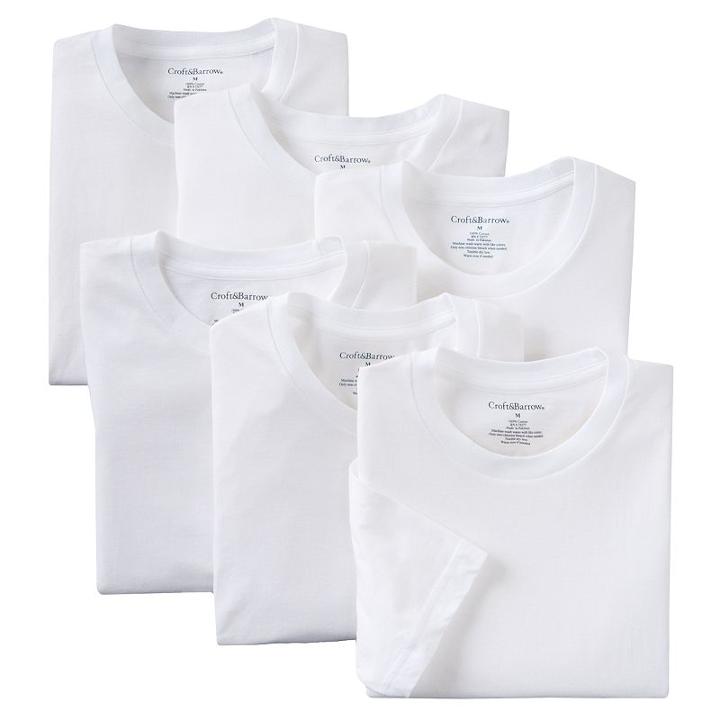 Men's Croft & Barrow&reg; 6-pk. Tee, Size: Small, White
