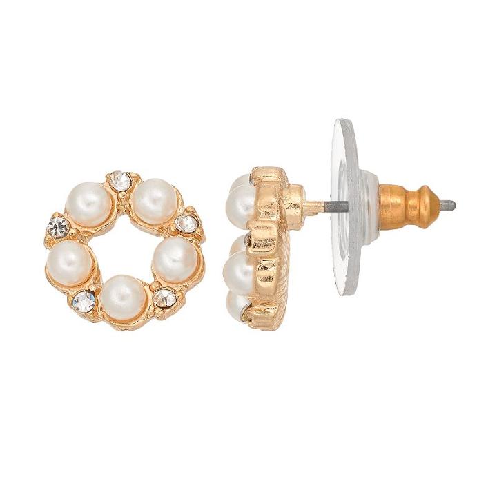 Lc Lauren Conrad Simulated Pearl Wreath Nickel Free Stud Earrings, Women's, White Oth