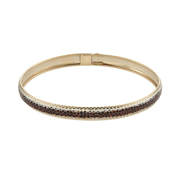 14k Gold And Sterling Silver Leopard Bangle Bracelet, Women's, Yellow