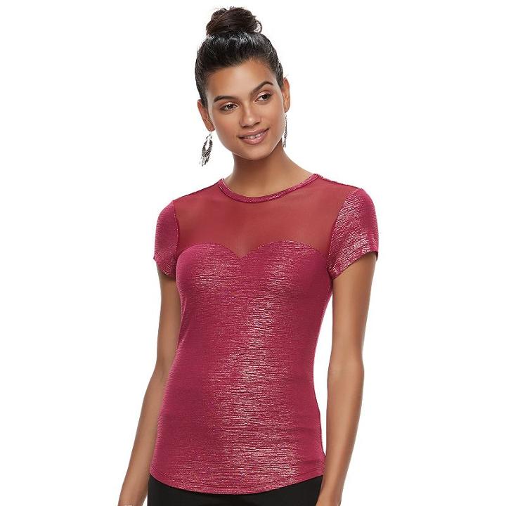 Juniors' Candie's&reg; Illusion Sweetheart Tee, Teens, Size: Small, Red