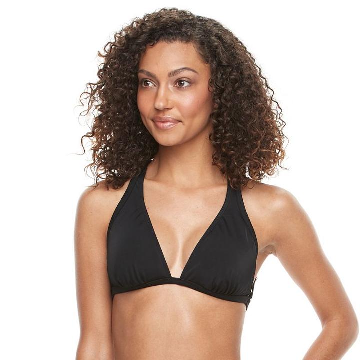 Women's S.o.s. Sun Ocean Sand Bra-sized Halter Bikini Top, Size: 34 D, Black