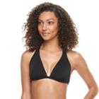 Women's S.o.s. Sun Ocean Sand Bra-sized Halter Bikini Top, Size: 34 D, Black
