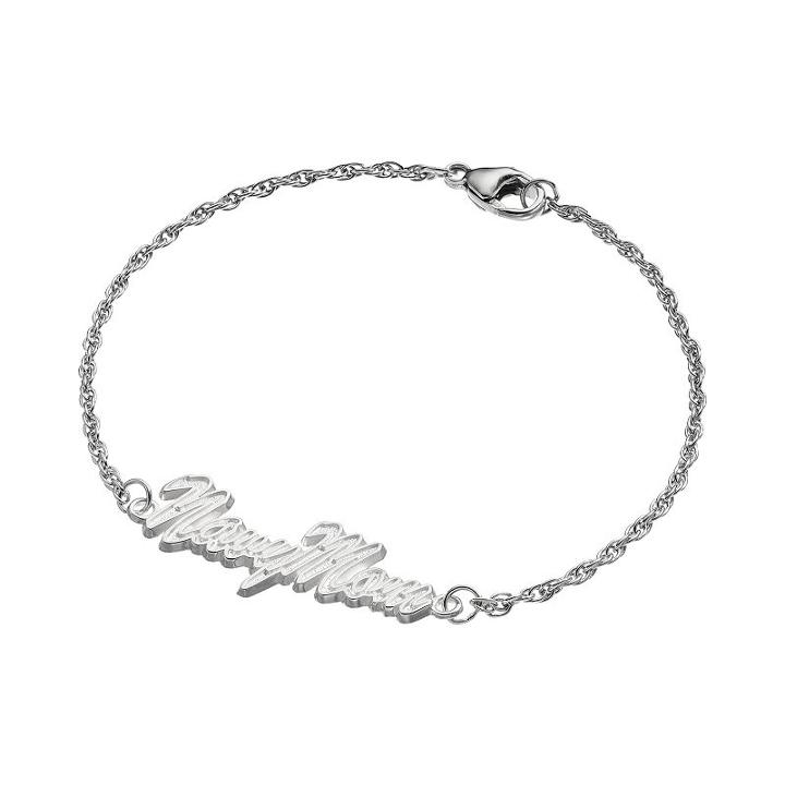 Logoart Sterling Silver Navy Mom Bracelet, Adult Unisex, Size: 7.5, Grey