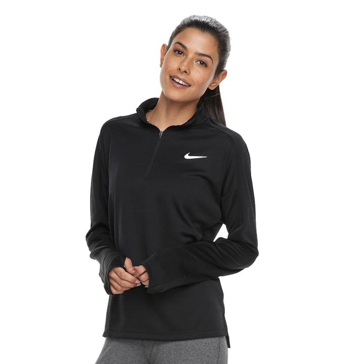 Women's Nike Pacer Long Sleeve 1/2-zip Running Top, Size: Large, Grey (charcoal)