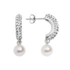 Pearl 'n' Ice Sterling Silver Freshwater Cultured Pearl & Crystal Drop Earrings, Women's
