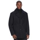 Men's Andrew Marc Wool-blend Peacoat, Size: Large, Dark Blue