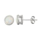 Sterling Silver Lab-created Opal Milgrain Stud Earrings, Women's, White
