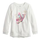 Girls 4-12 Sonoma Goods For Life&reg; Shirred Glittery Graphic French Terry Tunic, Size: 6, White