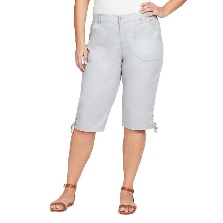 Plus Size Gloria Vanderbilt Luna Cargo Skimmer Capris, Women's, Size: 16 W, Med Grey