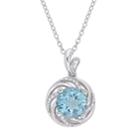 Stella Grace Sterling Silver Blue Topaz & Diamond Accent Swirl Pendant Necklace, Women's, Size: 18