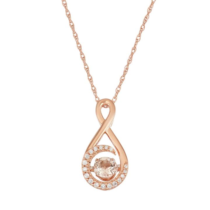 Boston Bay Diamonds 10k Rose Gold 1/10 Ct. T.w. Diamond & Morganite Floating Stone Infinity Pendant, Women's, Size: 18, Pink