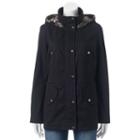 Juniors' Pink Envelope Faux-fur Hooded Anorak Jacket, Girl's, Size: Large, Black