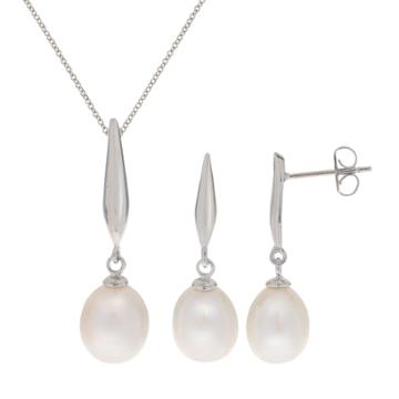 Pearlustre By Imperial Freshwater Cultured Pearl Pendant & Drop Earring Set, Women's, Size: 18, White