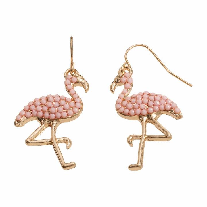 Pink Flamingo Drop Earrings, Women's, Lt Orange