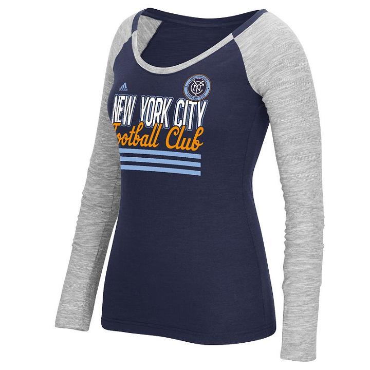 Women's Adidas New York City Fc Stack Striped Tee, Size: Xl, Blue (navy)