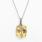 Sterling Silver Citrine And Diamond Accent Oval Pendant, Women's, Size: 18, Orange