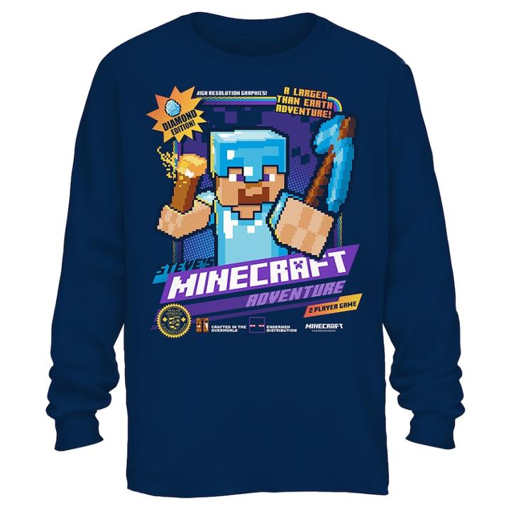 Boys 8-20 Minecraft Steve Tee, Size: Small, Blue (navy)