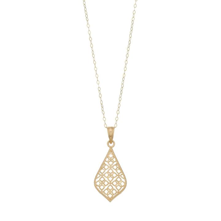 14k Gold Filigree Teardrop Pendant Necklace, Women's, Size: 18